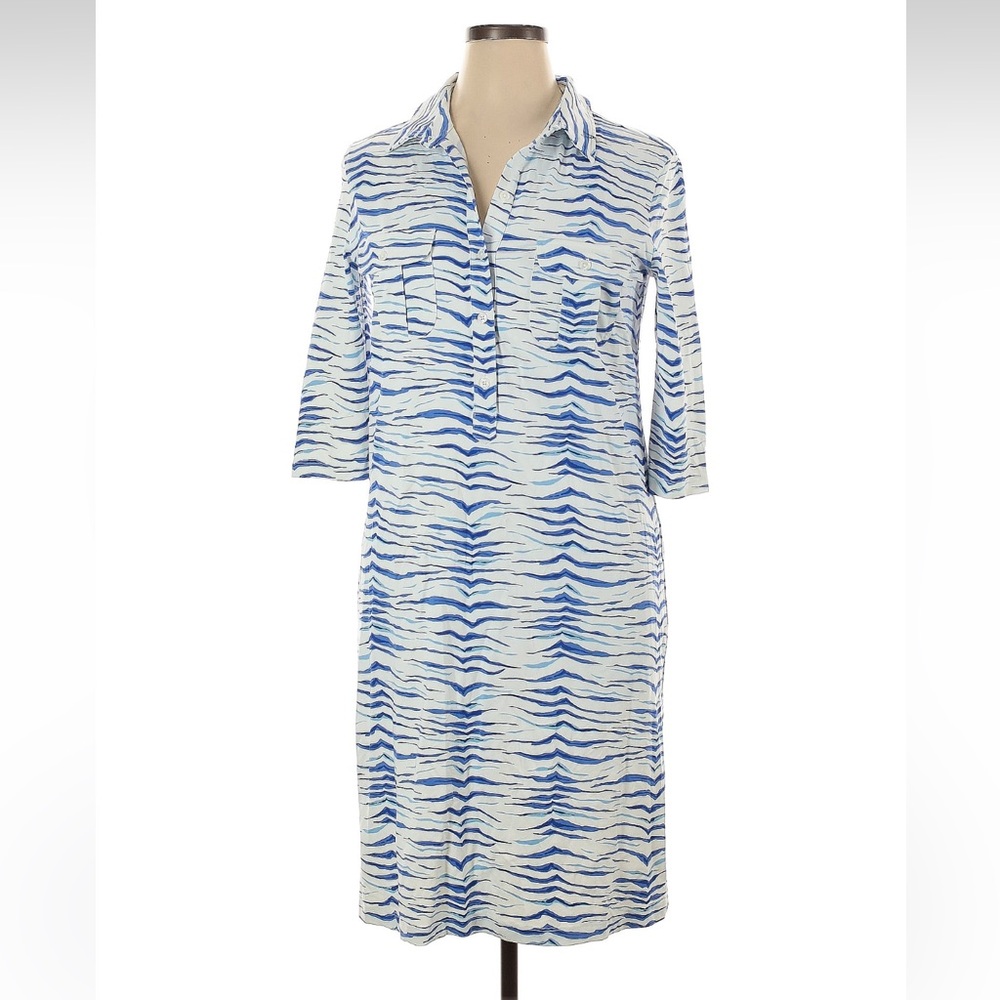 Persifor Winpenny dress in blue and white zebra print